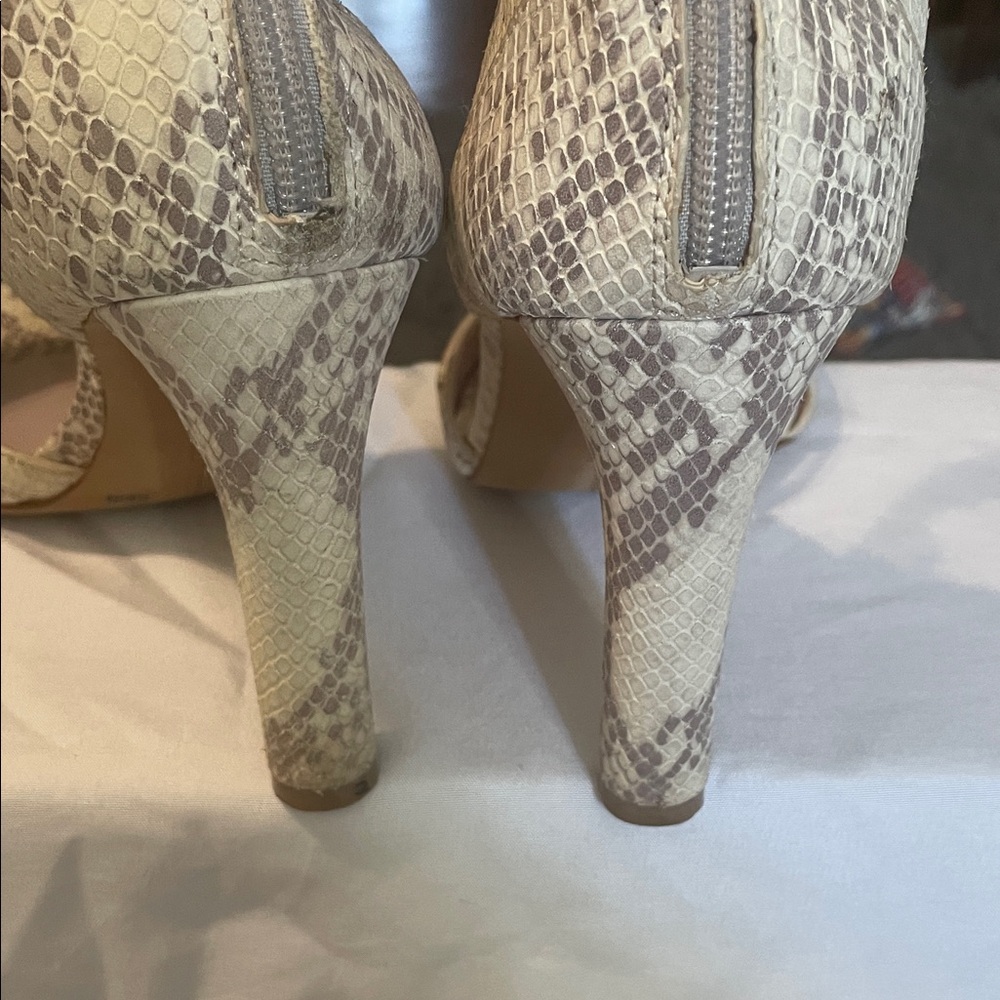 Vince Camuto High-Heel Ankle Strap Sandals in Neutral Snake Print - Picture 7 of 10